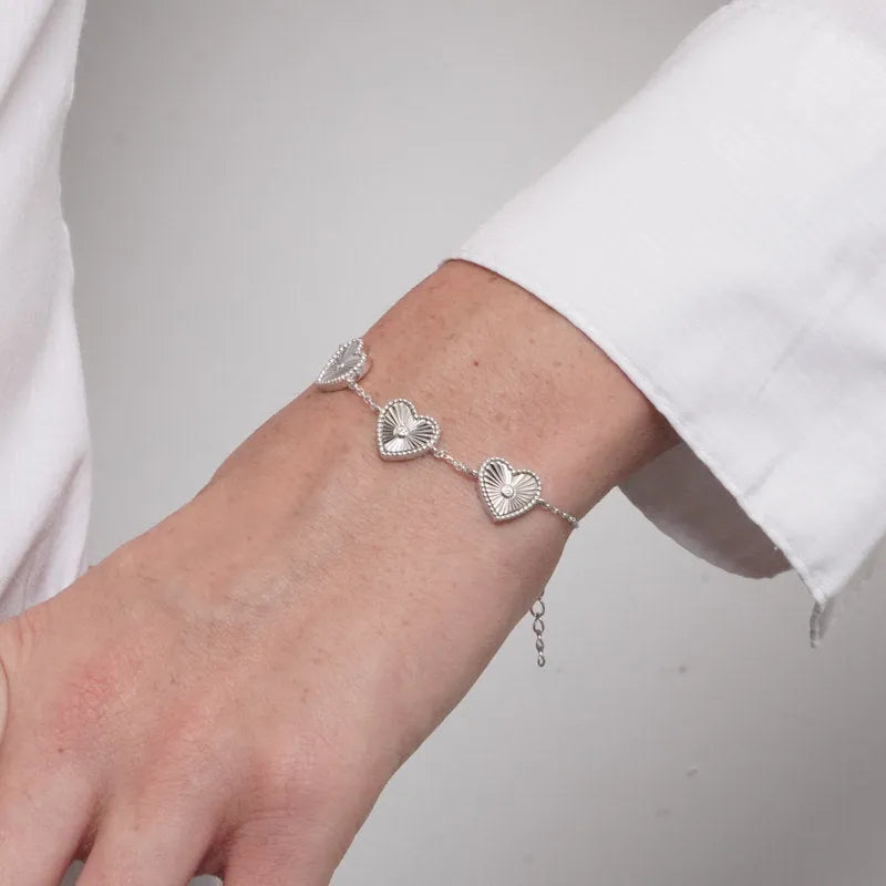 Bracciale in Argento 925 cuori zirconati - BYSIMON gioielli