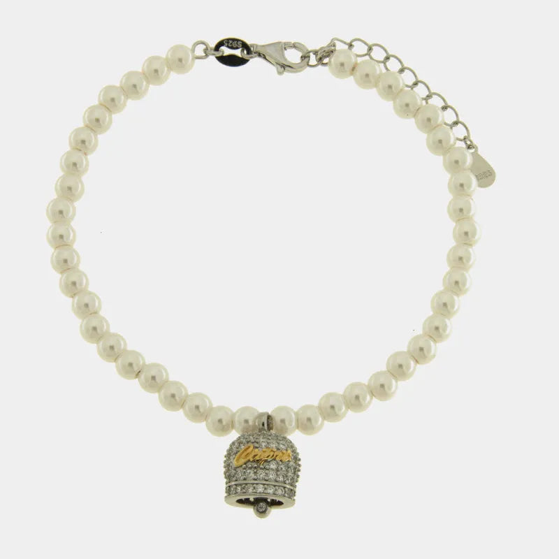Bracciale in Argento 925 campanella Capri con zirconi e perle