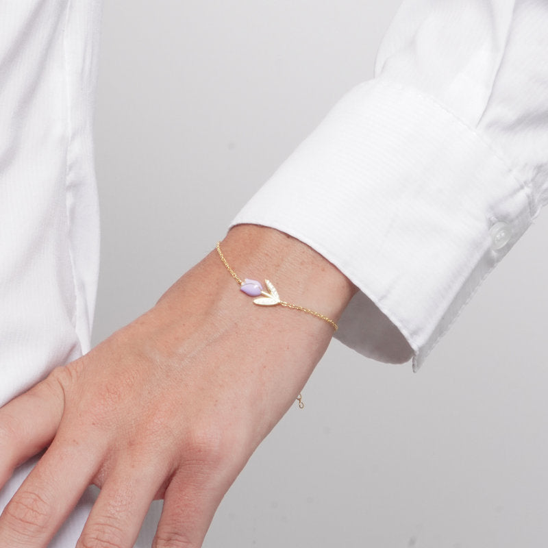 Bracciale in Argento 925 tulipano lilla - BYSIMON gioielli