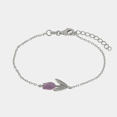 Bracciale in Argento 925 tulipano lilla Rodio