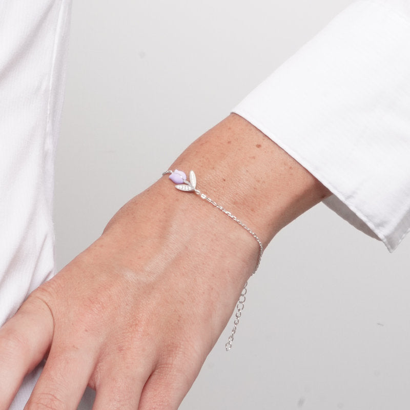 Bracciale in Argento 925 tulipano lilla