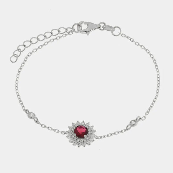 925 Silver Kate Bracelet with Red Zircon