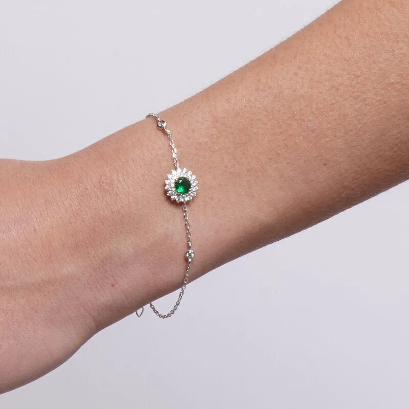 Bracciale in Argento 925 kate con zircone verde