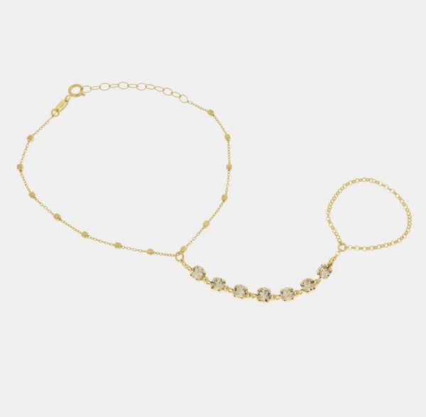 Baciamano in argento 925 con cristalli placcato oro | baciamano BYSIMON