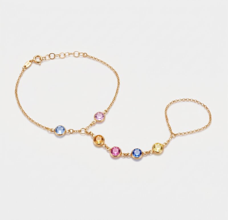 Baciamano in argento 925 con cristalli multicolore | baciamano con cristalli BYSIMON