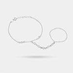 Baciamano in argento 925 placcato rodio con cristalli | bracciale baciamano BYSIMON