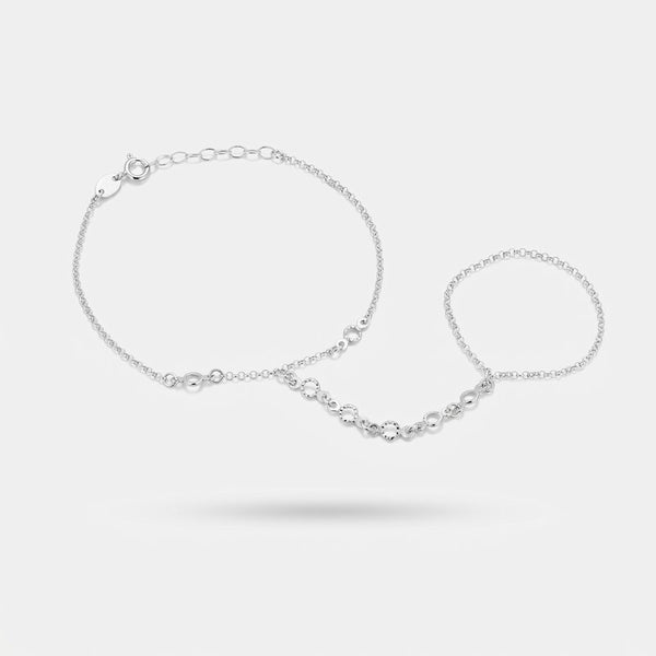 Baciamano in argento 925 placcato rodio con cristalli | bracciale baciamano BYSIMON