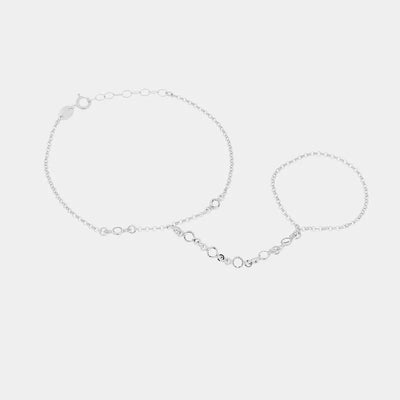 Baciamano in argento 925 placcato rodio con cristalli | bracciale baciamano BYSIMON