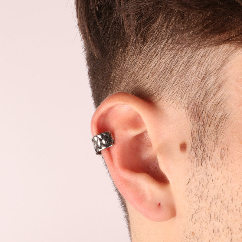Orecchini in Acciaio ear cuff con dettaglio a treccia IJEWEL - gioiello BySimon