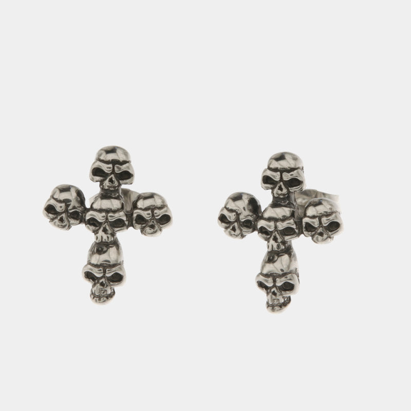 Orecchini in Acciaio a forma di croce con dettagli a forma di teschio IJEWEL - gioiello BySimon