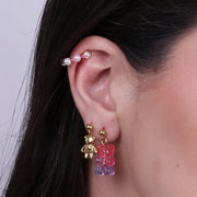 Orecchini in Acciaio con orecchini a forma di orso e earcuff con perle