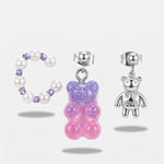 Orecchini in Acciaio con orsi e earcuff con perle