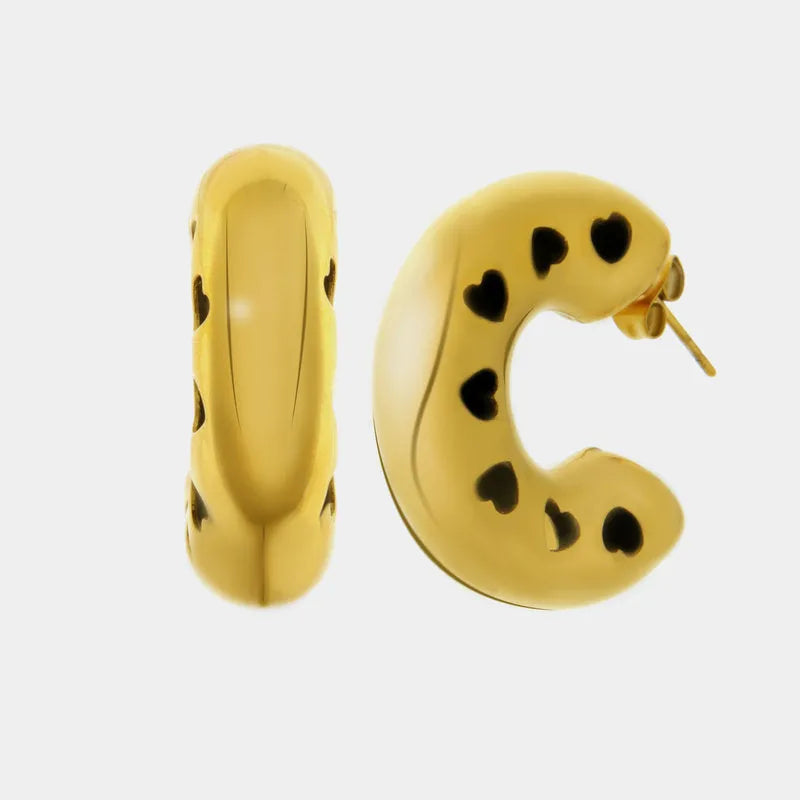 Steel Hoop Earrings with Hearts
