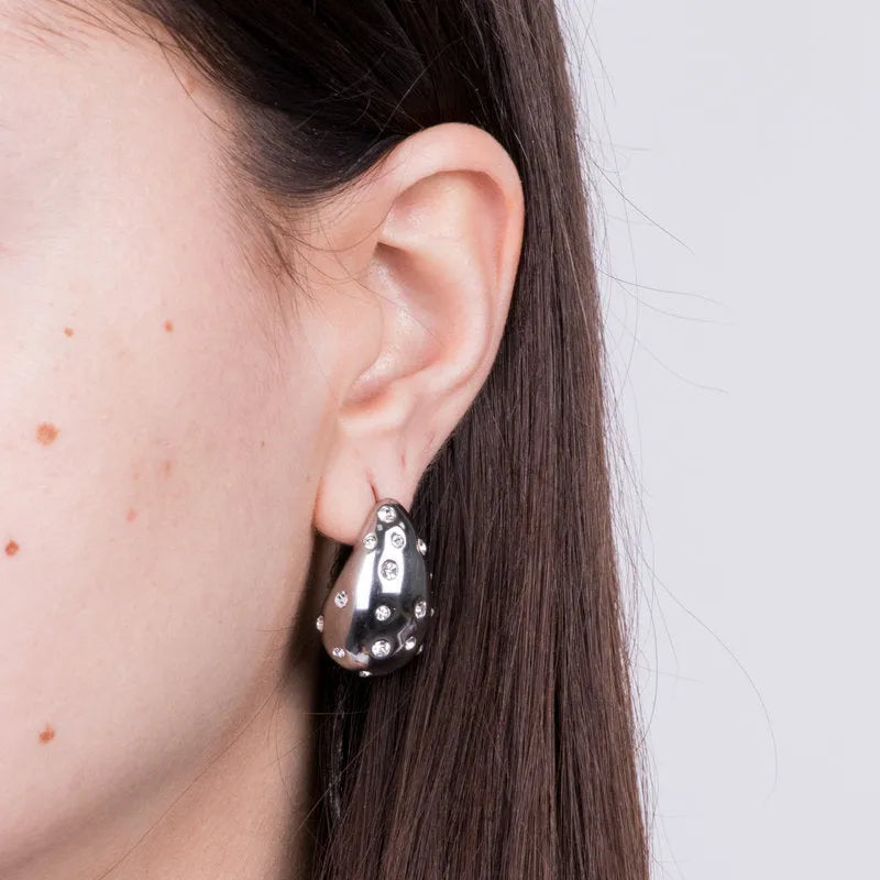 Steel Drop Earrings with Light Points