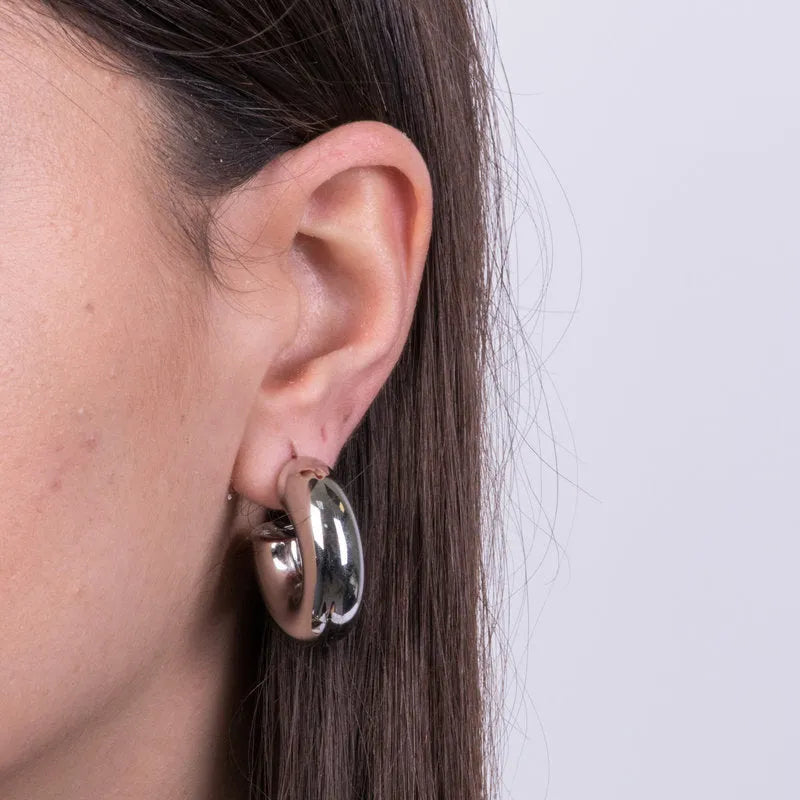 Smooth Hoop Steel Earrings