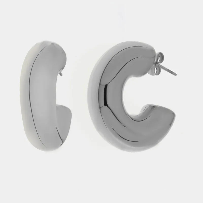Smooth Hoop Steel Earrings