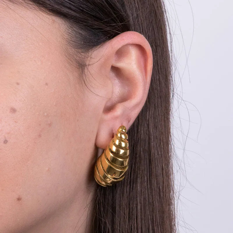 Steel Drop Earrings with Perforated Edge