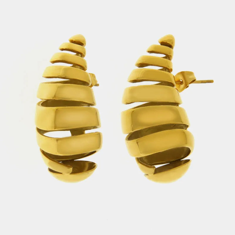 Steel Drop Earrings with Perforated Edge