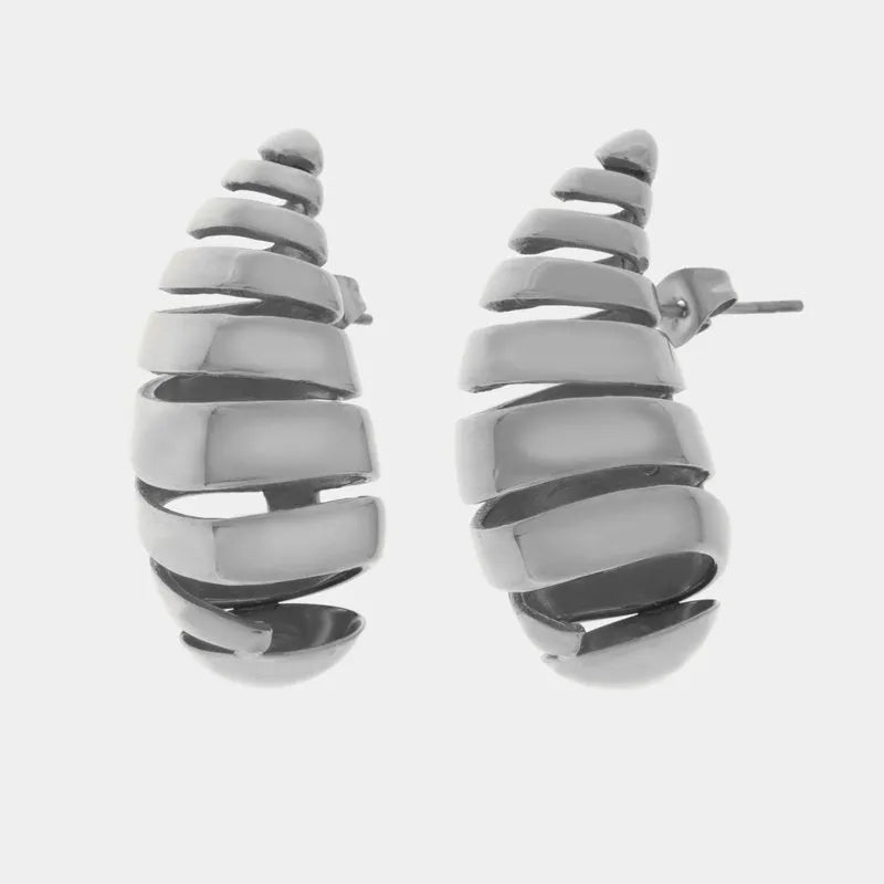 Steel Drop Earrings with Perforated Edge