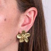 Orecchini in Acciaio con fiori rigati a lobo