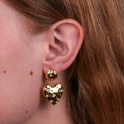 Orecchini in Acciaio a lobo con cuore e zirconi