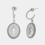 Orecchini in Acciaio con medaglia croce