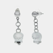 Orecchini in Acciaio con campanella pendente bianca con scritta Capri