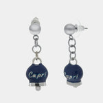 Orecchini in Acciaio con campanella blu e scritta Capri - BYSIMON gioielli
