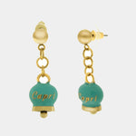 Orecchini in Acciaio con campanella pendente verde con scritta Capri - BYSIMON gioielli