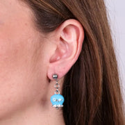 Orecchini in Acciaio con campanella  azzurro con scritta Capri