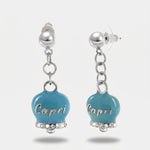 Orecchini in Acciaio con campanella  azzurro con scritta Capri - BYSIMON gioielli