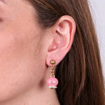 Orecchini in Acciaio con campanella  rosa con scritta Capri - BYSIMON gioielli