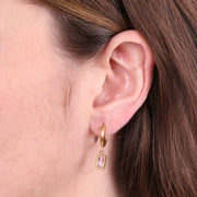 Orecchini in Acciaio cerchio con rettangolo viola