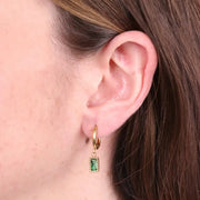 Orecchini in Acciaio cerchio con rettangolo verde