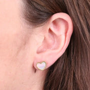 Orecchini in Acciaio con cuore in resina madreperla