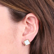 Orecchini in Acciaio con quadrato in resina madreperla