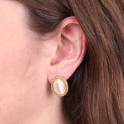 Orecchini in Acciaio ovale in resina madreperla