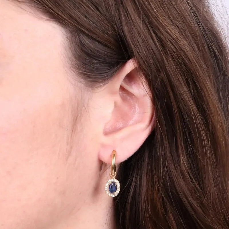 Orecchini in Acciaio cerchio con cristalli blu