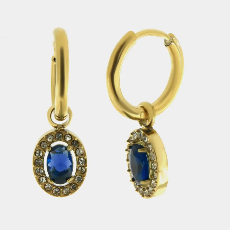 Orecchini in Acciaio cerchio con cristalli blu