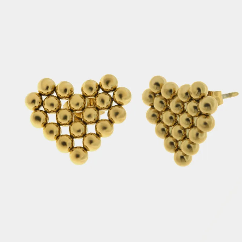 Orecchini in Acciaio con cuore impreziosito da sfere