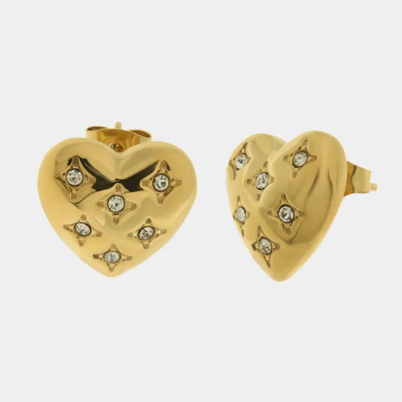 Orecchini in Acciaio con cuore impreziosito da cristalli