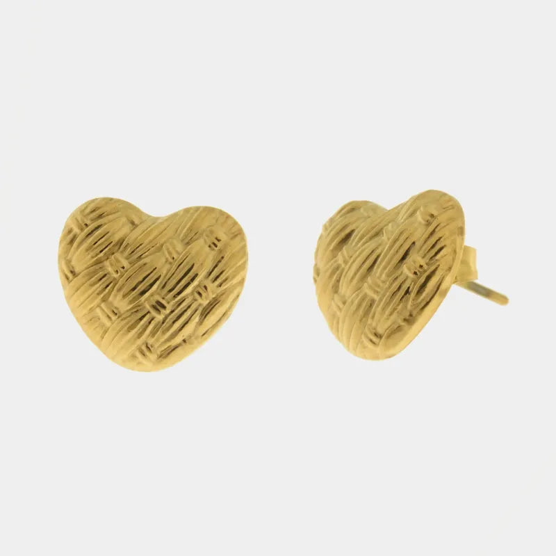 Orecchini in Acciaio con cuore rigato