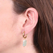 Orecchini in Acciaio cerchio con piastra in resina madreperla