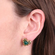 Orecchini in Acciaio cuore con cristallo verde