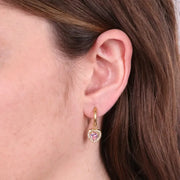 Orecchini in Acciaio cerchio con cuore rosa