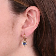 Orecchini in Acciaio cerchio con cuore blu