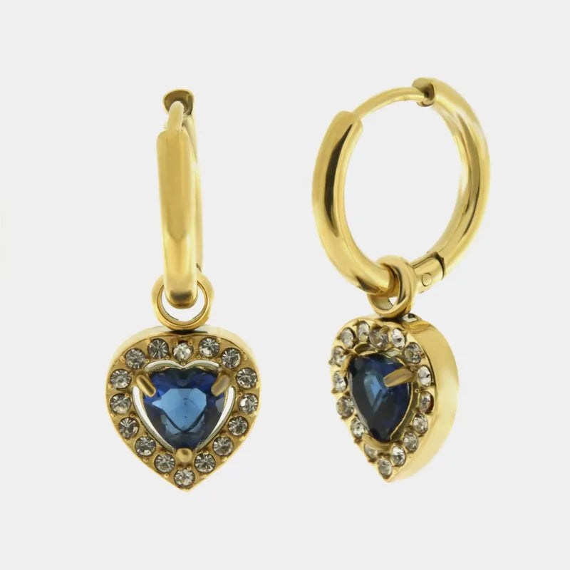 Orecchini in Acciaio cerchio con cuore blu