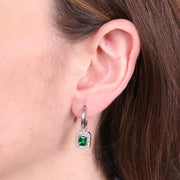 Orecchini in Acciaio cerchio con rettangolo verde