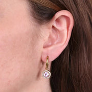 Orecchini in Acciaio cerchio con cristallo rosa