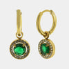 Orecchini in Acciaio cerchio con cristallo verde
